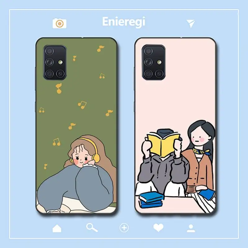 

RuiCaiCa Cute korean girl cartoon Phone Case for Samsung A51 01 50 71 21S 70 31 40 30 10 20 S E 11 91 A7 A8 2018