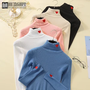 Женский свитер с высоким воротом Duckwaver, вязаный пуловер, зима 2020