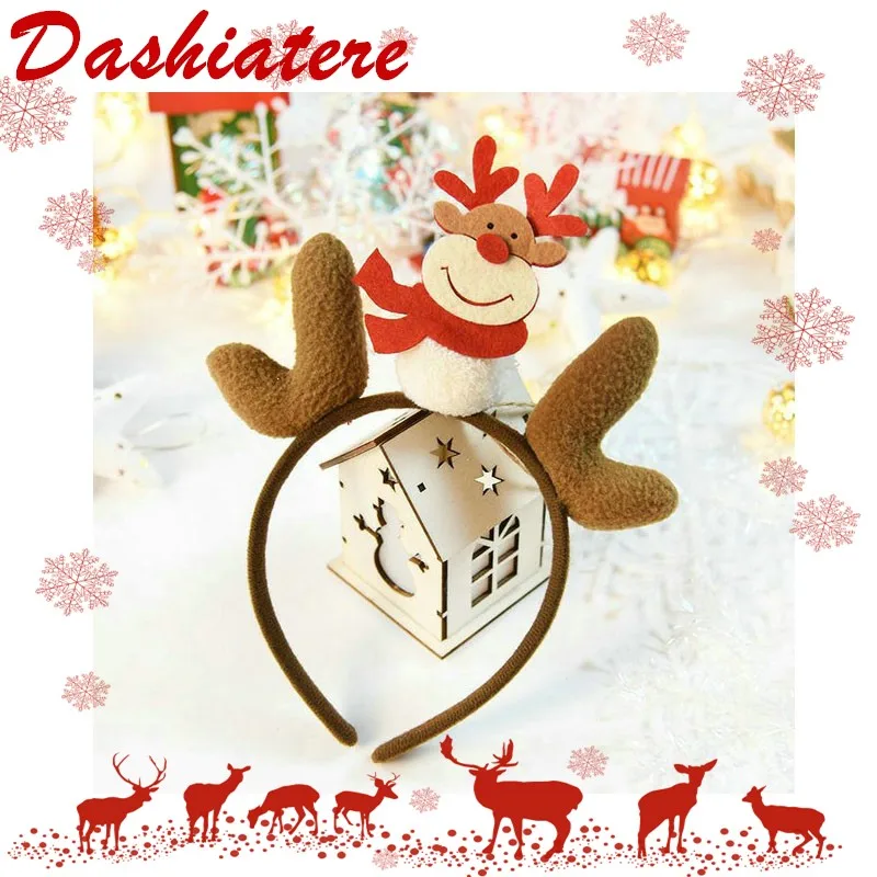 

New Year Christmas Hair Band Cartoon Reindeer Headband Deer Horn Headdress Kids Birthday Party Accessories Costume Head Piece