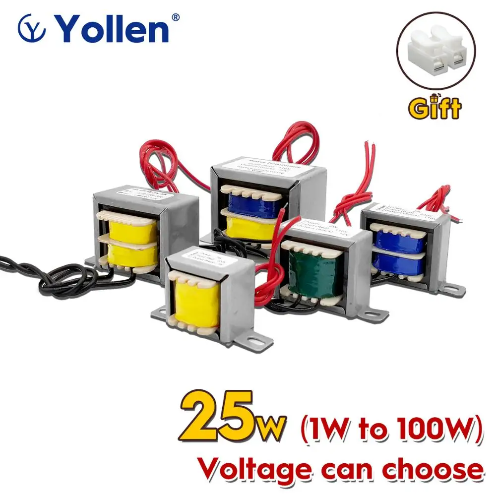 EI-25W Wire Connection Type Power Transformer 25VA Voltage Copper wire220V/110V to 6V/9V/12V/15V/18V/24V/110V Dual Output 3 Wire