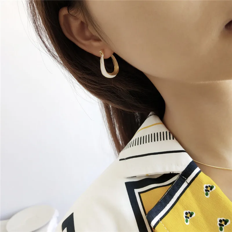 

RUIYI Real 925 Sterling Silver European Style White Coconut Gold Drop Earrings Women Heterotypic Special-shaped Niche Earrings