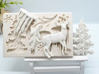 1pc christmas gifts deer cake tools fondant molds silicone molds cake decorating tools baking accessories resin mold ftm1404