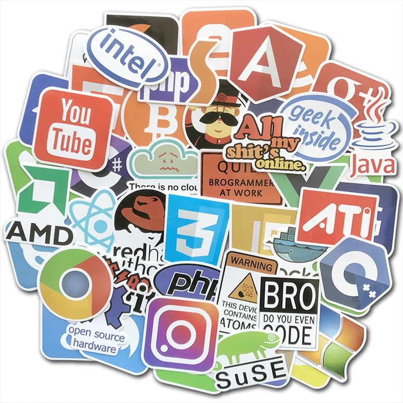 50 шт. интернет Java стикер Geek программатор Php Docker Html Bitcoin Cloud C + язык программирования