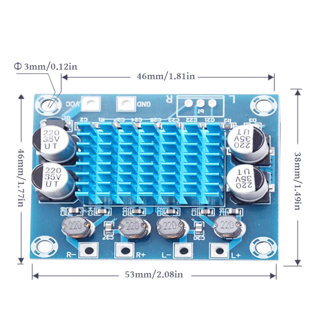 

XH-A232 30W+30W 2.0 Channel Digital Stereo Audio Power Amplifier Board DC 8-26V 3A Digital Audio Power Amp Circuit Board Module