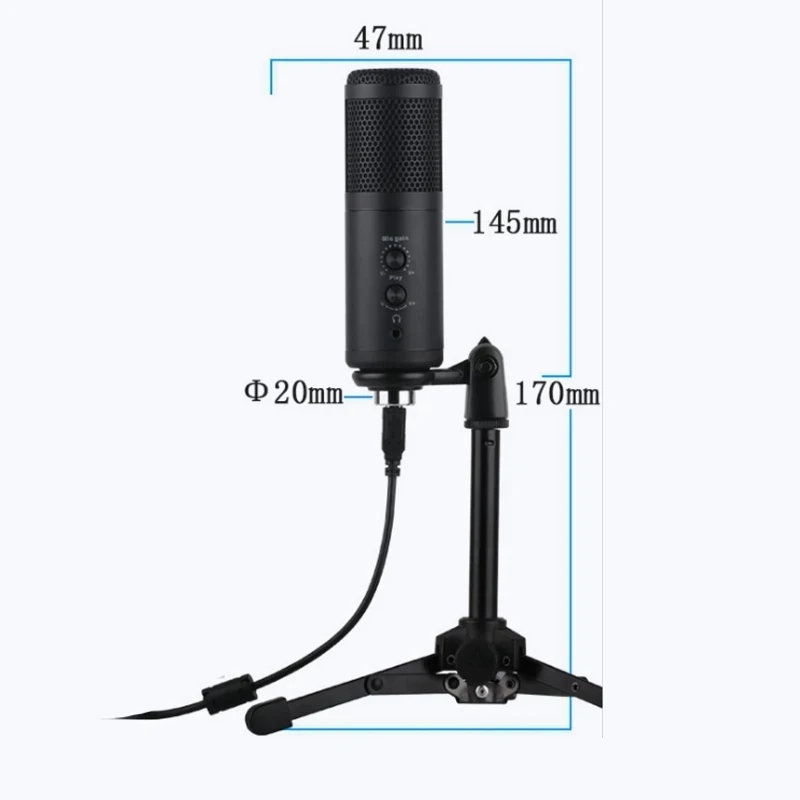 

Condenser Microphone Tripod Bracket Computer USB Microphone