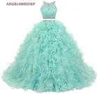 ANGELSBRIDEP 2 шт. платья для Quinceanera сексуальные платья с высокой горловиной блестящие милые 16 принцессы вечерние платья