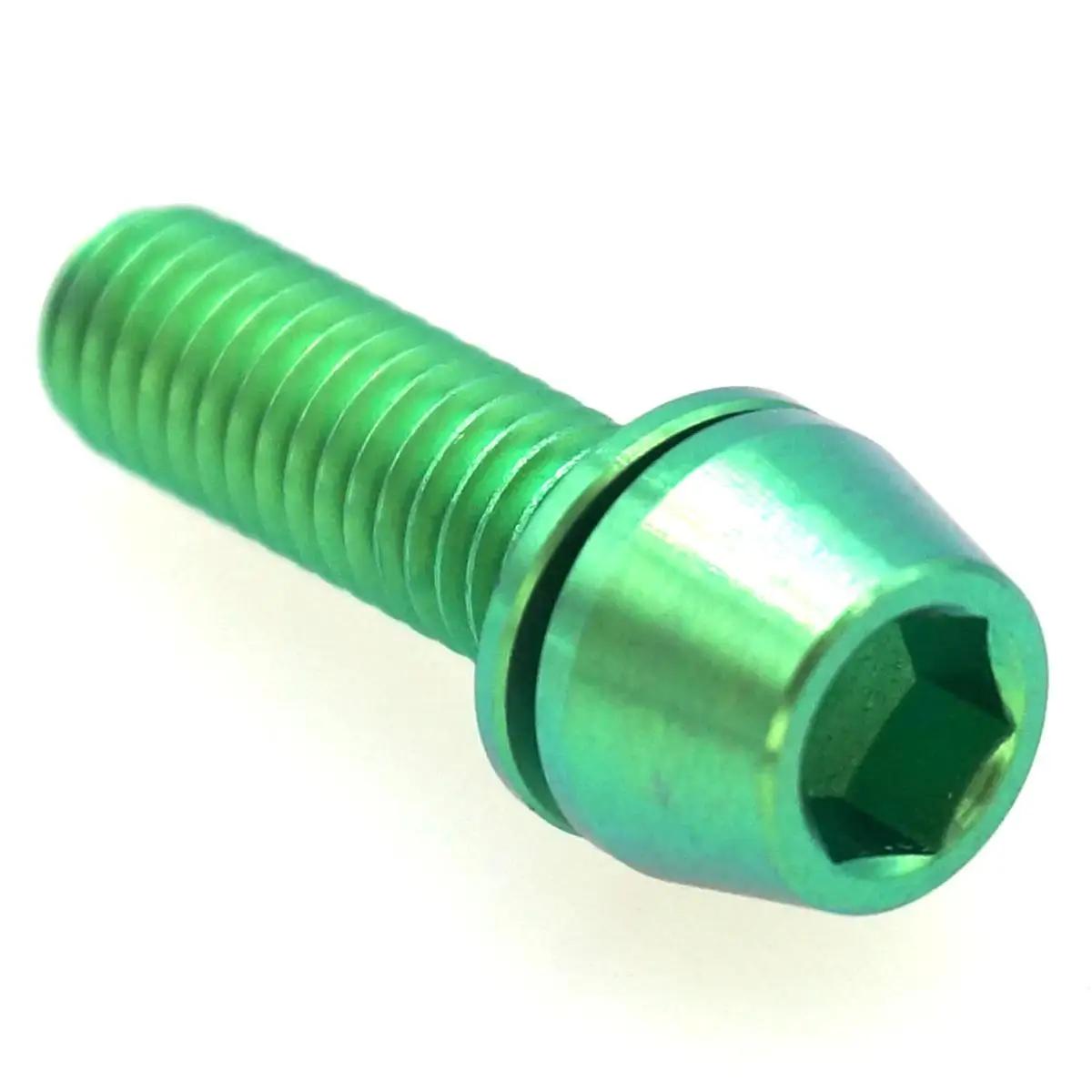 LOT 4 M6 x 20mm Green TC4 GR5 Titanium Alloy Allen Hex Screw Taper Cone Head Bolts With Washer For Bicycle