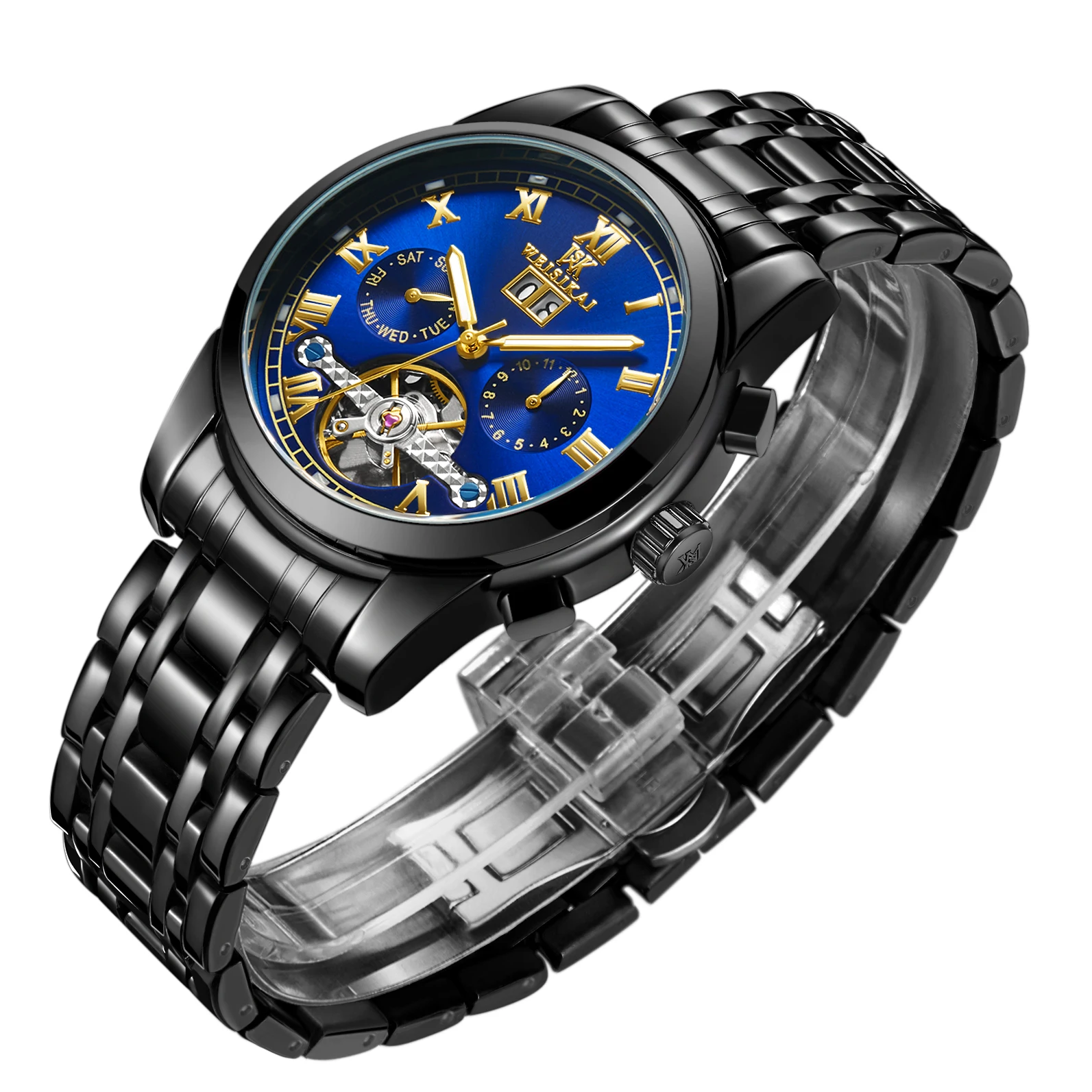 Мужские механические часы Relojes Para Hombre роскошные Брендовые Часы WEISIKAI с турбийоном