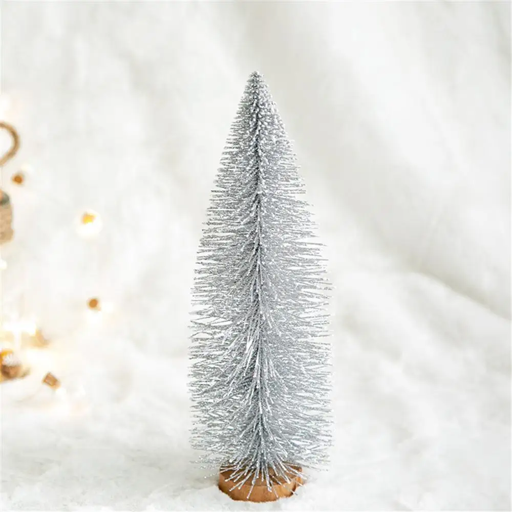 christmas table decor Mini Christmas Tree Xmas Artificial With Wood Base Desktop Ornaments Home Party Decor kerstboom 4FM | Дом и сад
