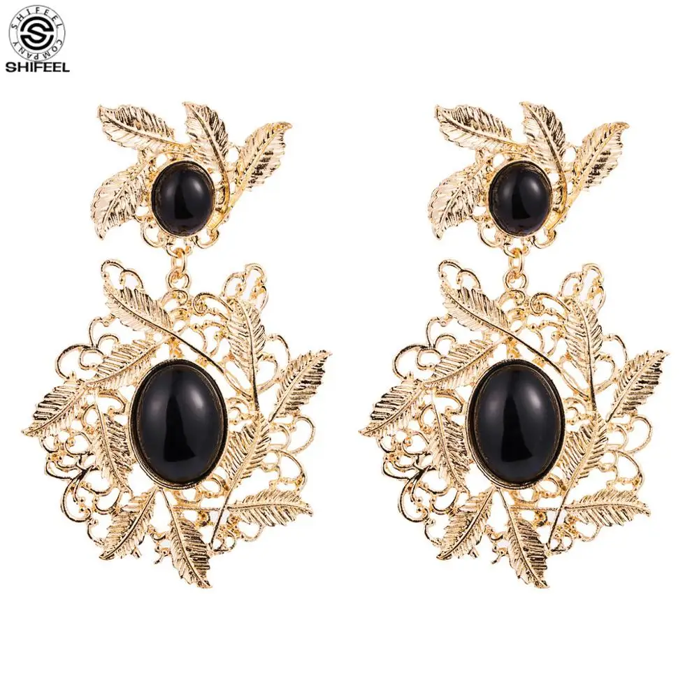 SHIFEEL новинка серьги в винтажном стиле поп-барокко с большим черным жемчугом и