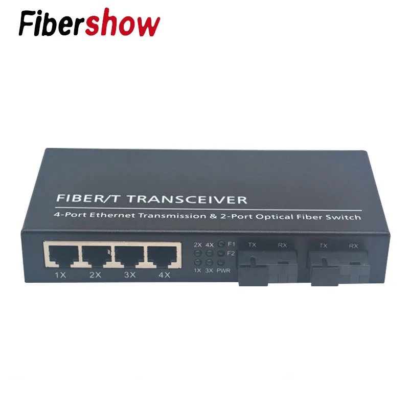 Гигабитный Ethernet коммутатор волоконно оптический медиаконвертер 4 RJ45 2 UTP 10/100/1000 м