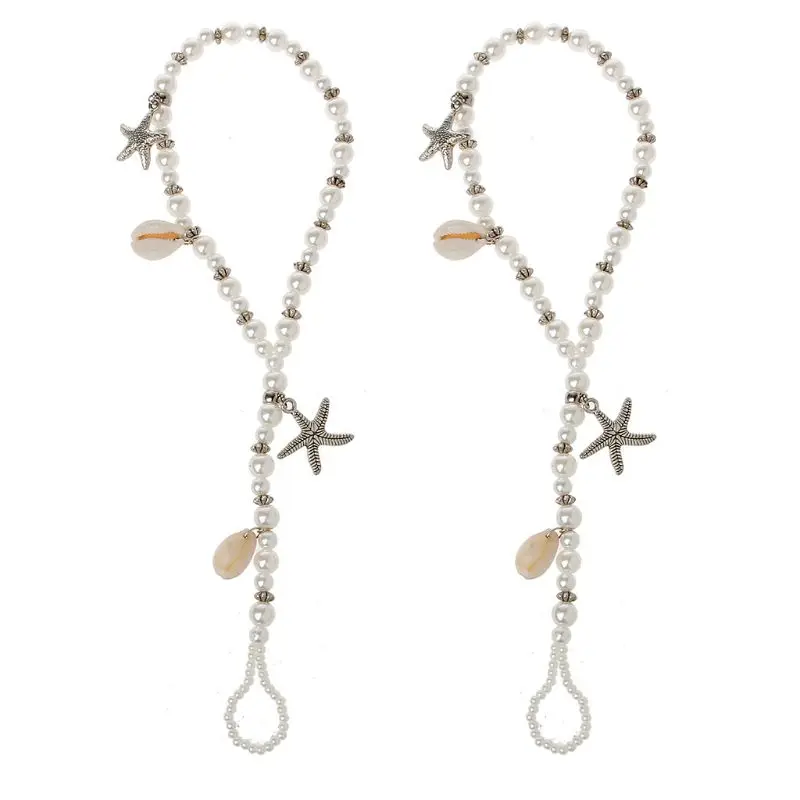 2 шт. жемчужные туфли лодочки с завязками на цепи пляжные свадебные украшения для