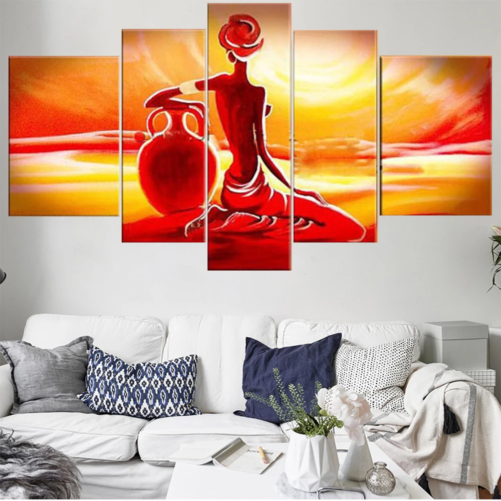 

5 Pieces Wall Art Canvas Painting Figure Abstract Poster Indian Mythology Home Decoration Pictures For Living Room Modular