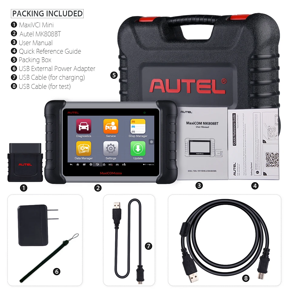 Autel MaxiCOM MK808BT OBD2 сканер автомобильный диагностический инструмент полная система