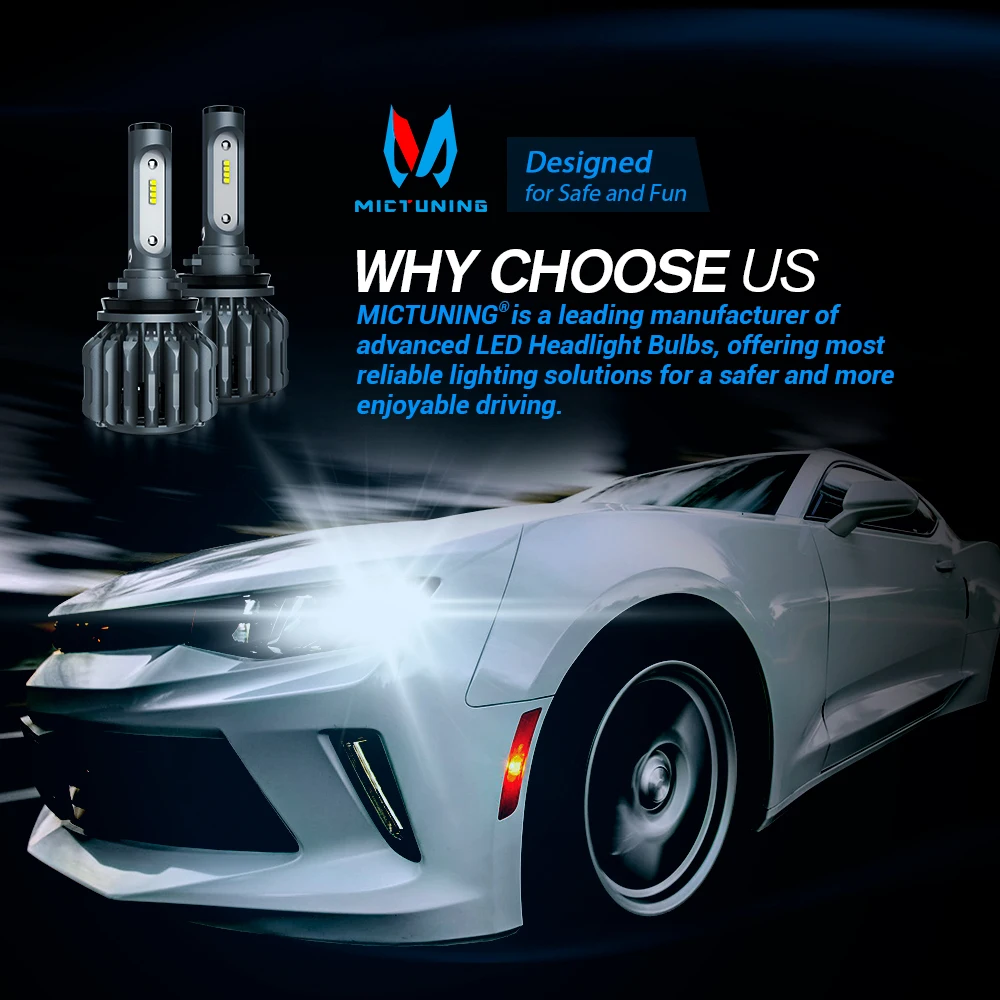 MICTUNING Автомобильный светодиодный фары для H7 H11 9005 9006 все в одном Conversion Kit 70 Вт 6500K