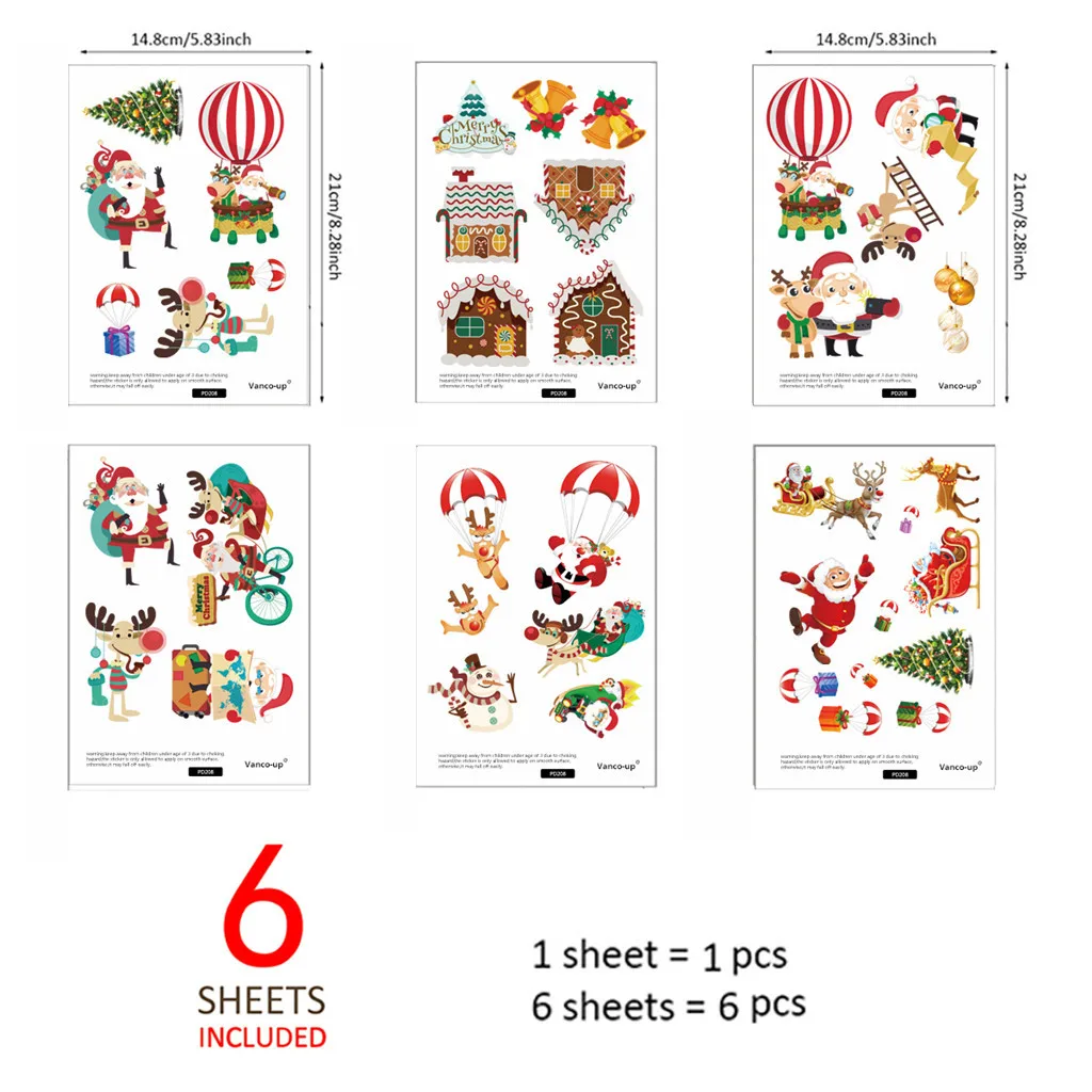 6 шт./кор. Рождественская декоративная наклейка Санта-Клаус в форме конверта