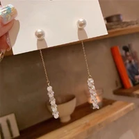 2020 new womens earrings delicate rhinestone pearl retro tassels earrings for women bijoux korean boucle gift jewelry wholesale