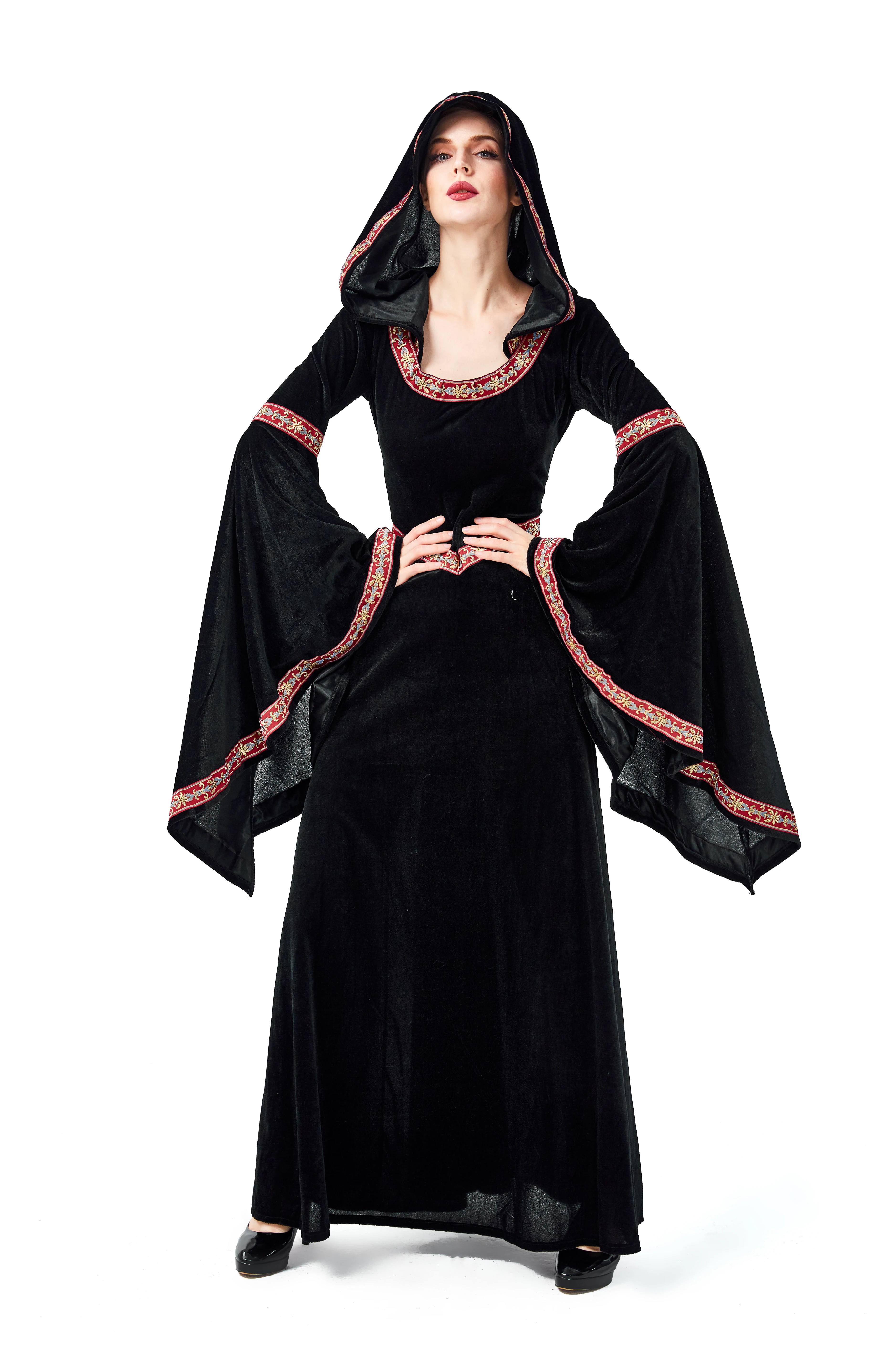 Женский бархатный костюм готический маскарадный в стиле ретро ведьмы на
