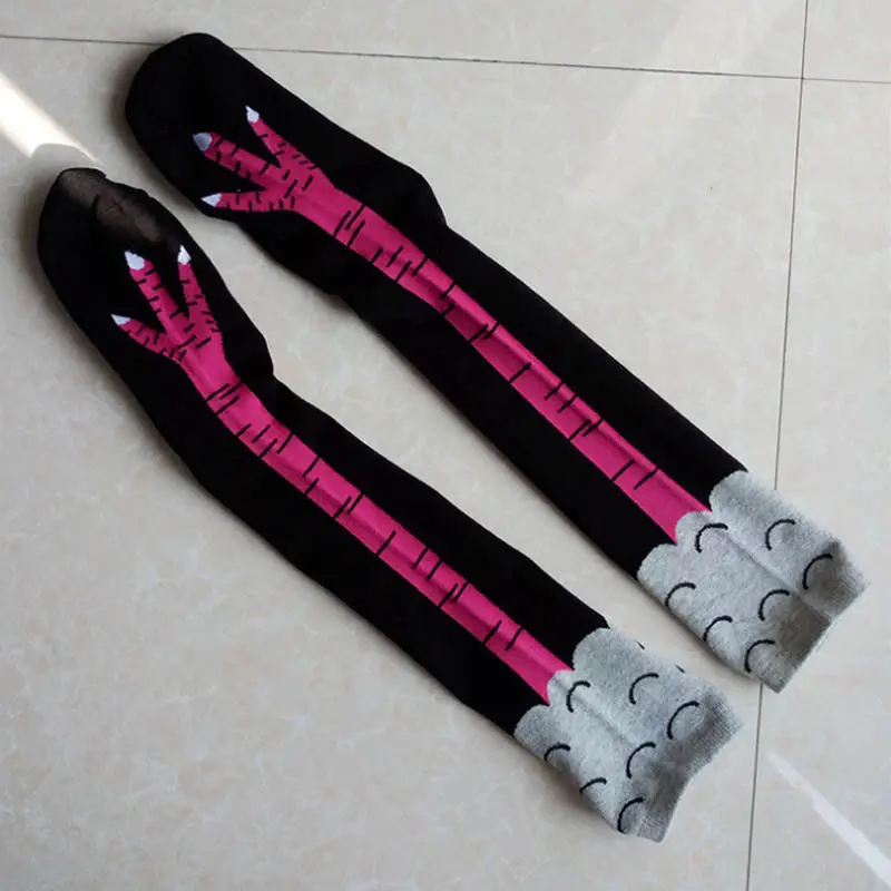 Осенние креативные женские гольфы с рисунком курицы хлопковые носки высокие 3D