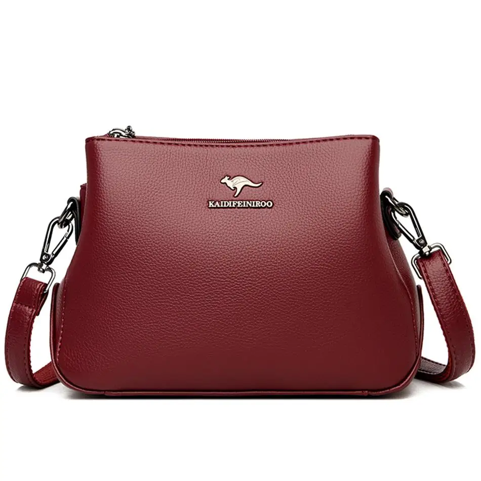 

3 Layers Small Bucket Bag High Quality Leather Shoulder Bags for Women 2021 Elegant Ladies Messenger Bag Brand Designer Handbags