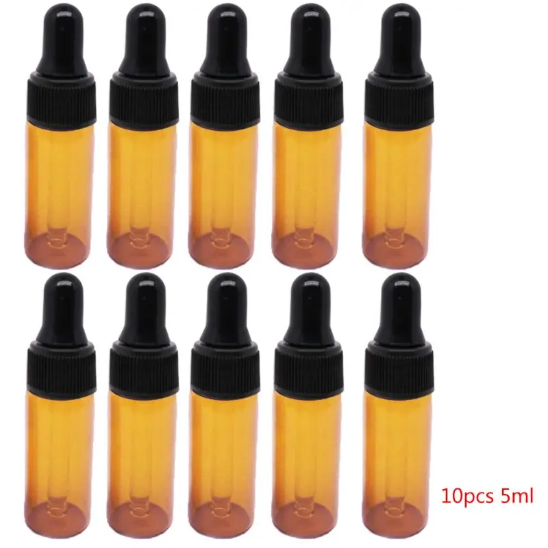 

10pcs Amber Glass Dropper Bottles With Black Cap for Essential Oil Perfume Sample Bottle Aromatherapy