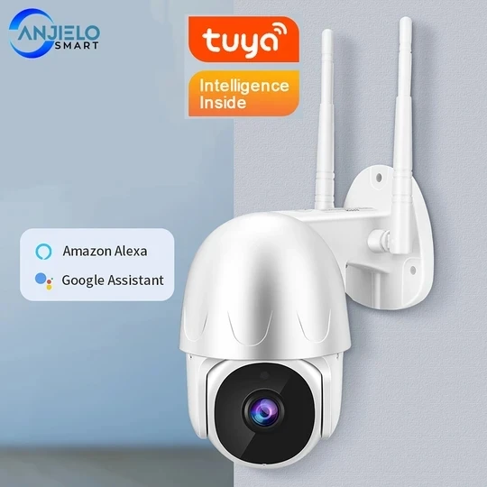 

AnjieloSmart Tuya Smart Security Camera HD 1080P WiFi IP Dome Camera Outdoor with 32G TF Card
