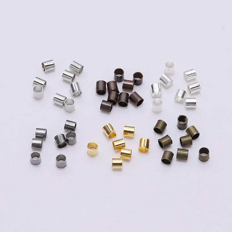 

500P Gold Copper Tube Crimp End Stopper Spacer Beads DIY Partition Environmentally Friendly Nickel-free Positioning Tube