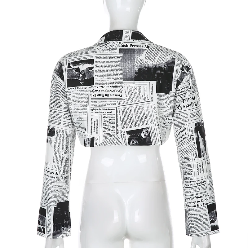 

Rapcopter Printed Jackets Modern Cropped Outerwear HIgh Waist Jackets Coat Full Length Autumn Winter Outfits Female Streetwear
