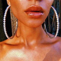 fashion 10cm full diamond crystal big circle womens earrings sexy women exaggerated big ear ring rhinestone jewelry accessories
