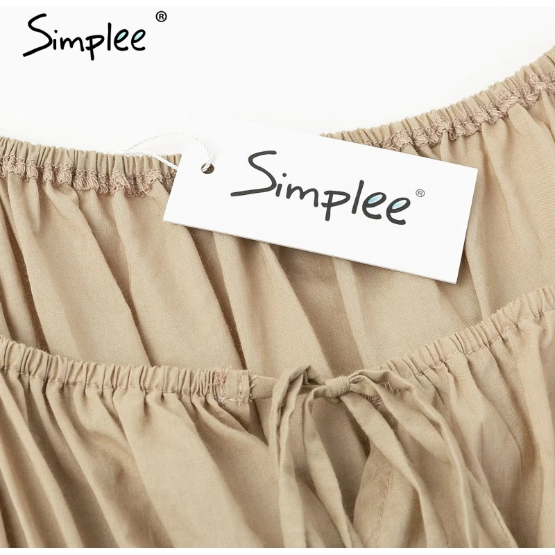 Летнее женское льняное платье Simplee винтажное плиссированное вечернее цвета хаки