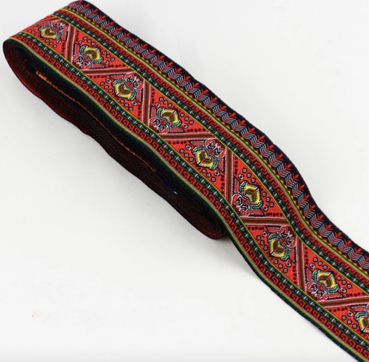 

5 ярдов Hmong, жаккардовая тесьма, кружевная отделка, 5 см, этническое племенное платье, воротник, тотемная лента, плетеная тесьма, тайский бохо, ...