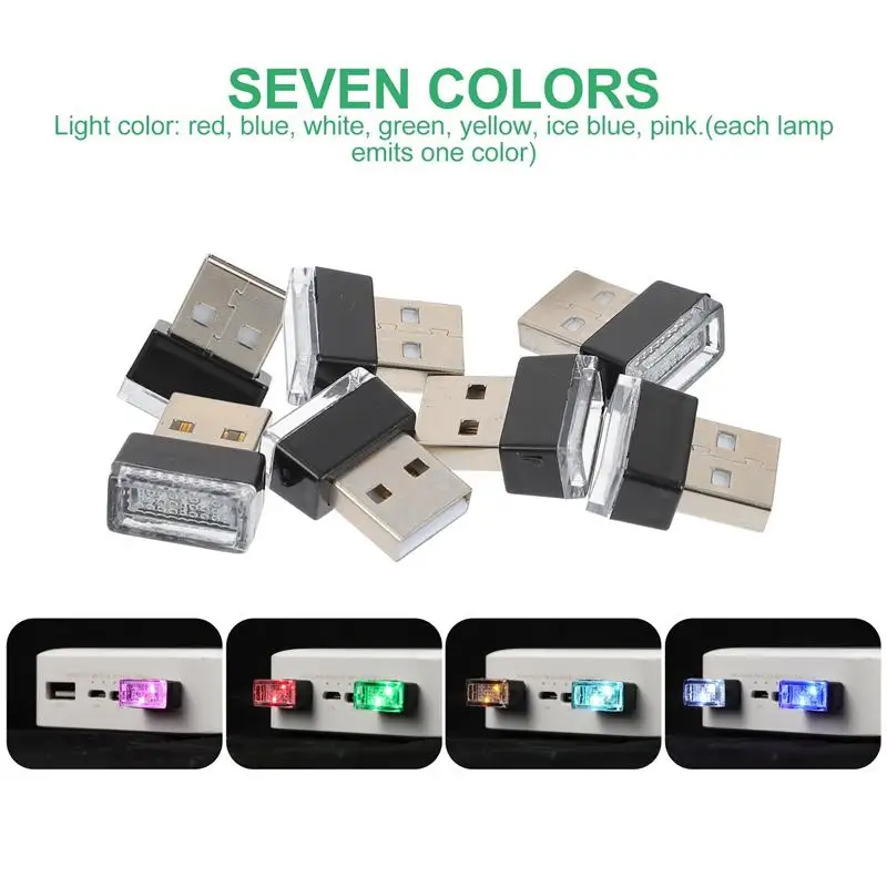 

7pcs USB Light Car Interior Decorative Atmosphere Lamp Car Mini LED Lamp