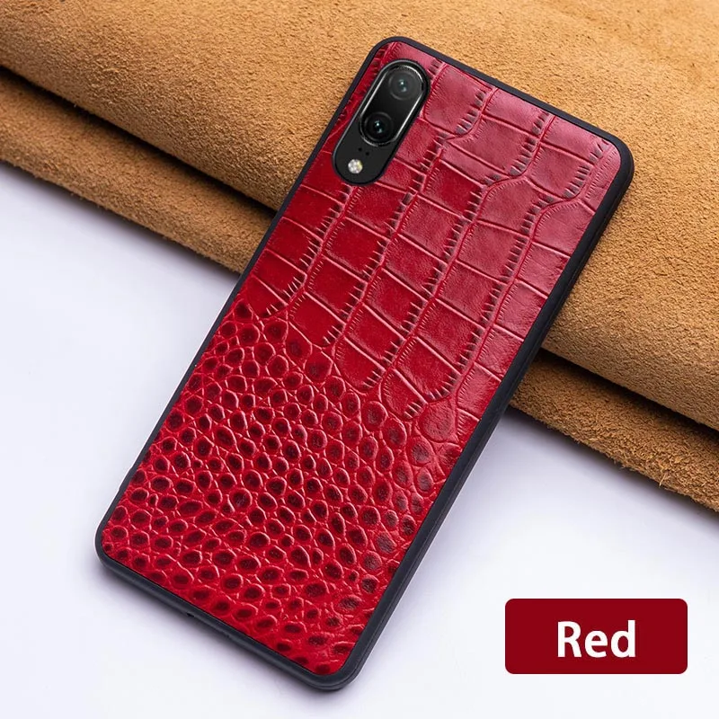 Red Чехол для телефона из воловьей кожи для huawei mate 9 10 20 Pro P10 P20 P30 lite чехол для Honor 8X9 10 задняя крышка с текстурой крокодила - Цвет: Red