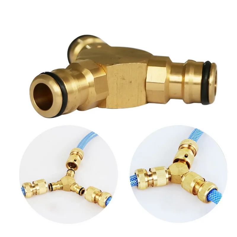 2 Way Y Valve/3-Way Garden Hose Splitter Brass Quick End Connector Shut Off Valves Watering Irrigation System | Дом и сад