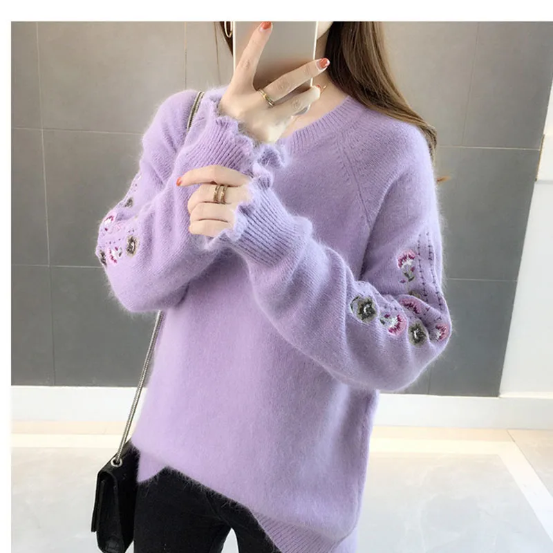 Новый женский осенне-зимний утолщенный теплый топ элегантный красивый свитер с