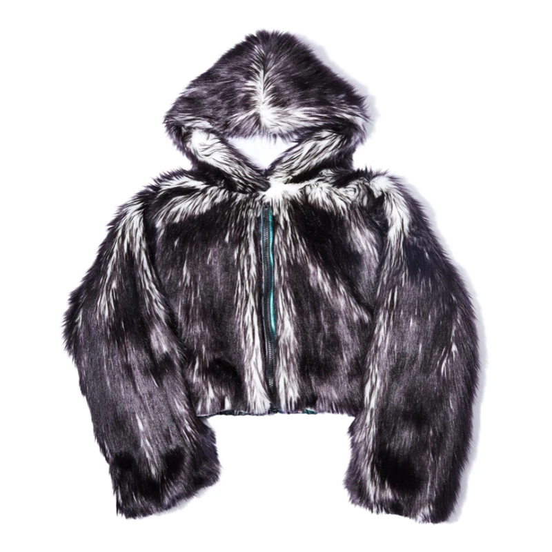 Женская укороченная куртка из искусственного меха со светодиодной подсветкой и