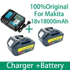 Аккумуляторная батарея BL1860, 18 в, 18000 мАч, литий-ионная батарея для Makita 18 в, аккумулятор BL1840, BL1850, BL1830, BL1860B, LXT 400 + зарядное устройство