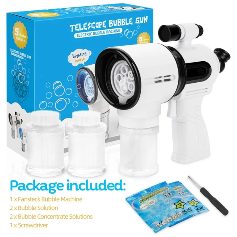 

Outdoor Toy for Kid Toddler Automatic Outdoor Bubble Maker 5 Hole Ma-gic Bubble Toy Bubble Blowing Machine Sport Toy