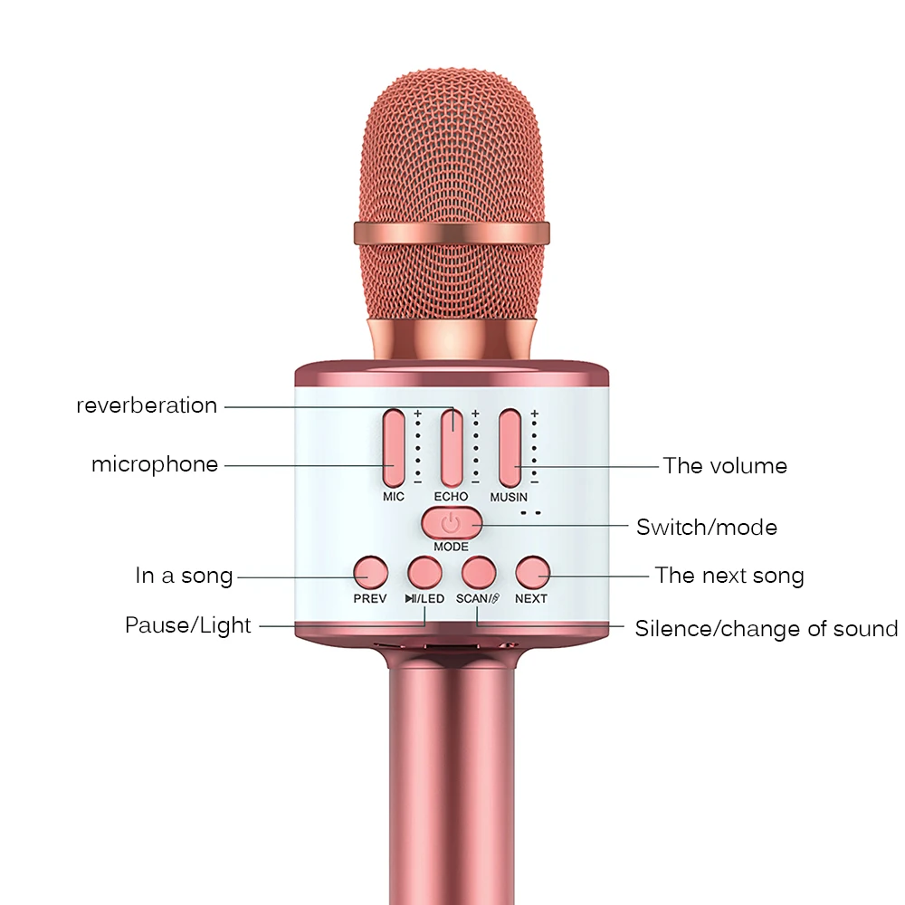 

Bluetooth Karaoke Microphone Wireless Microphone Professiona Speaker Handheld Microfone Player Singing Recorder Mic