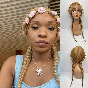 2022 NEW Box Braid Wigs Synthetic Lace Wigs For Black Women Braided Wig African America with Baby Ha