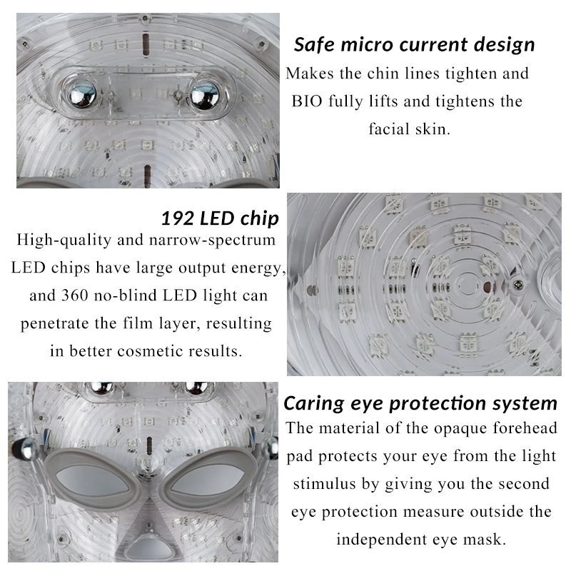 Электрический светодиодный маска для лица + шеи 7 видов цветов фотонная терапия