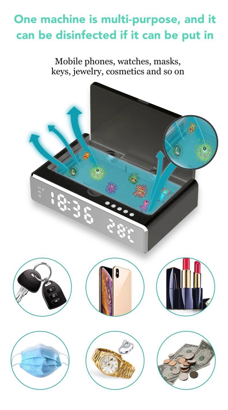 Светодиодный зеркало с уфл дезинфицирование из мобильный телефон Зарядное