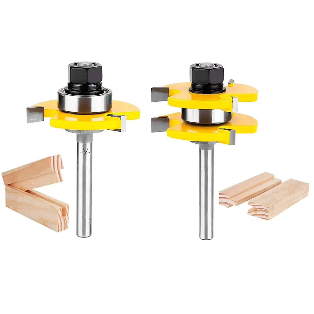 

4 Pcs Shank High Quality Tongue & Groove Joint Assembly Router Bit Set 3/4" Stock Wood Cutting Tool - RCT For Woodworker