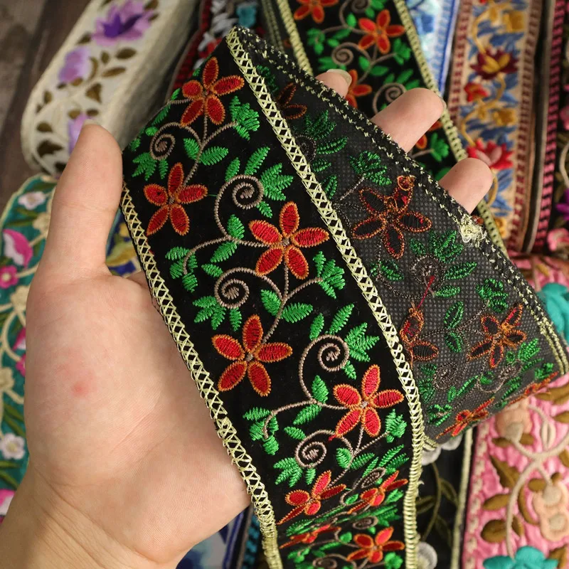 Вышивка лентами Цветочная кружевная отделка 1 ярд для рукоделия одежды