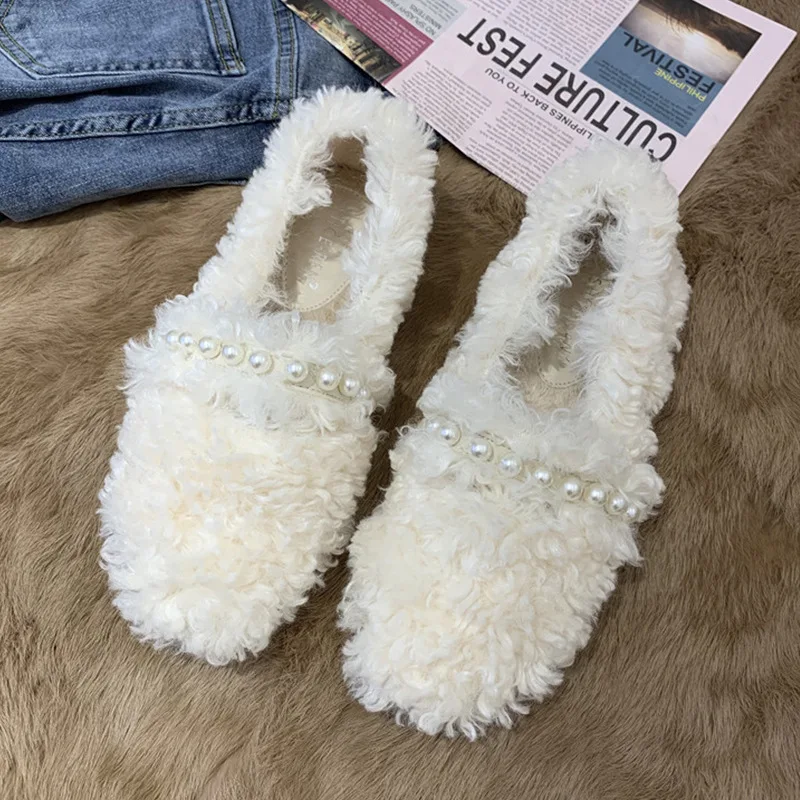 

Туфли женские на плоской подошве, базовые, прорезиненные, овчины, мех, базовая обувь