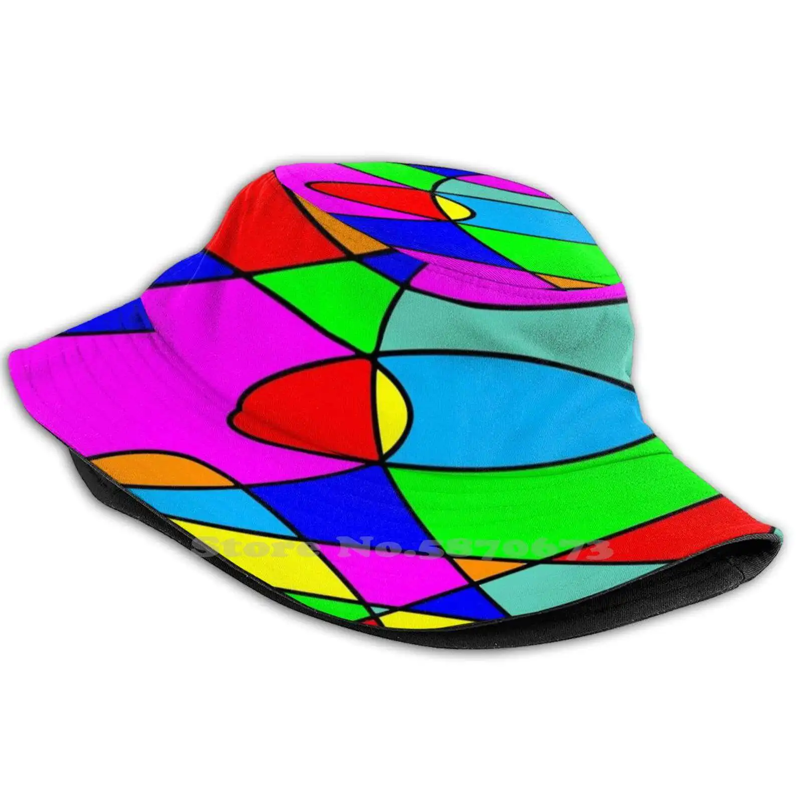 

Psychedelic Shades Man Korean Ladies Outdoor Sun Hat Bucket Cap Colour Color Random Psychedelic Squiggle Rave Psy Waves Tie Dye