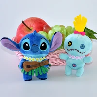hawaii stitch scrump stuffed toy anime cute soft lilo and stitch plush keychain toy doll for christmas children gift collection