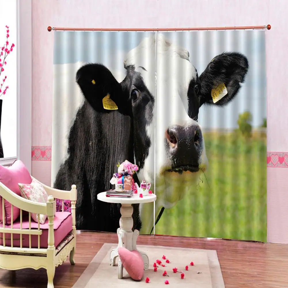 Голубое небо белые облака пастбища корова окна шторы для гостиной спальни