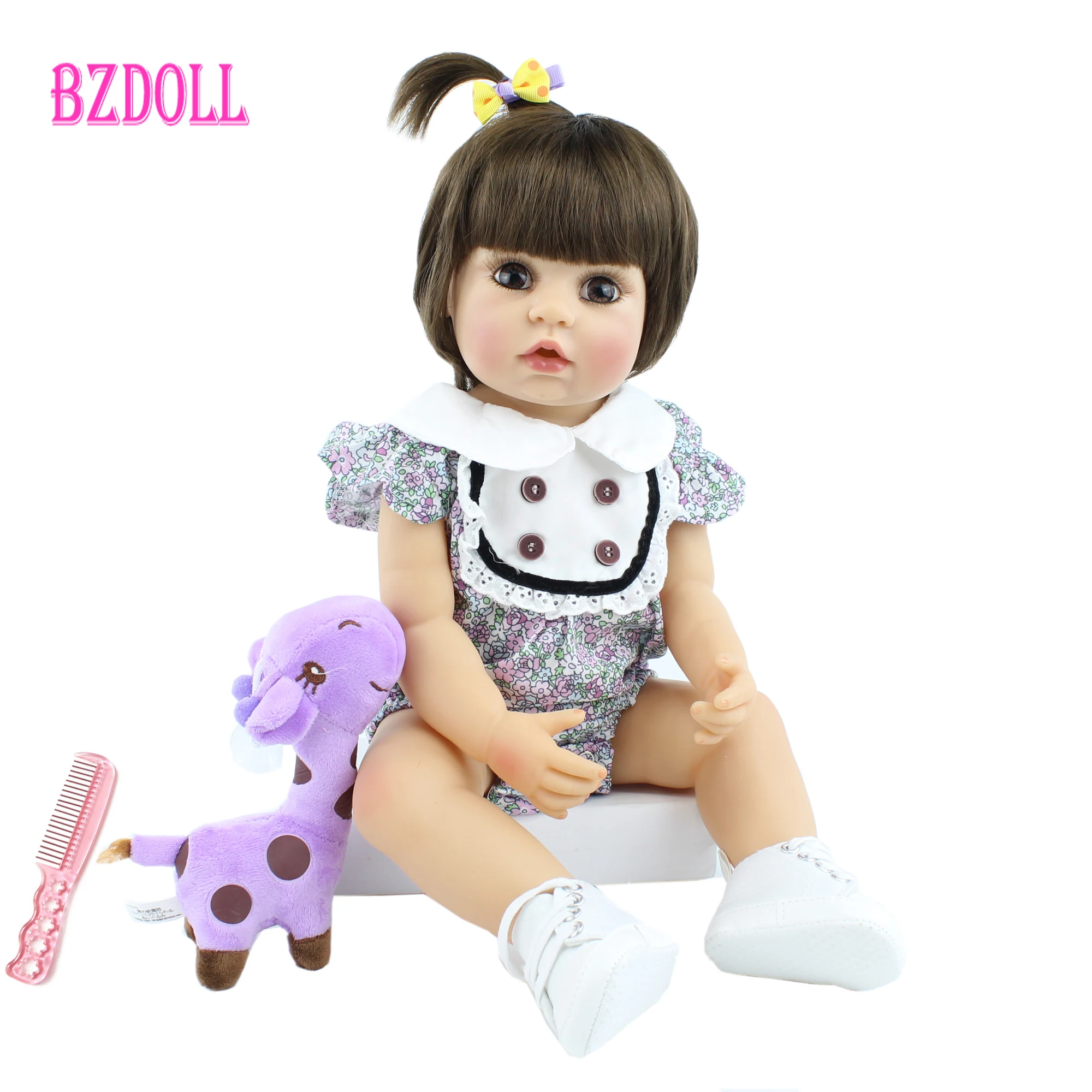 55 см полный Силиконовый корпус для девочек Reborn Baby Doll как настоящие новорожденный