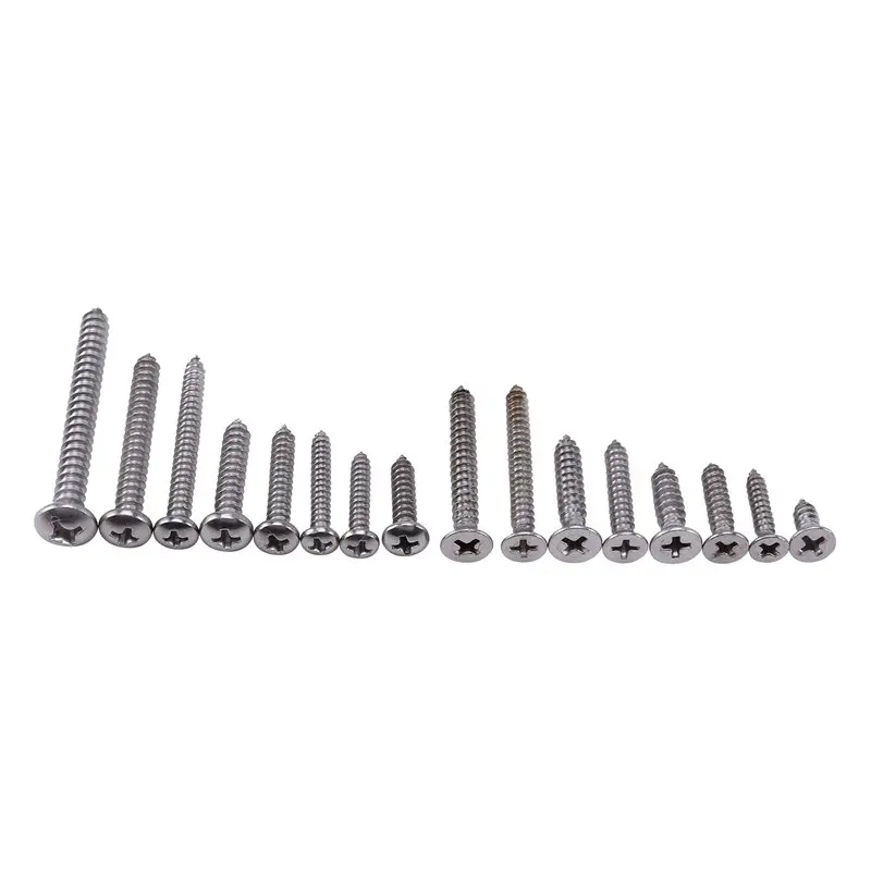 

570Pcs Stainless Steel Cross Round Flat Cap Self Tapping Screws Assortment Kit Tools Set